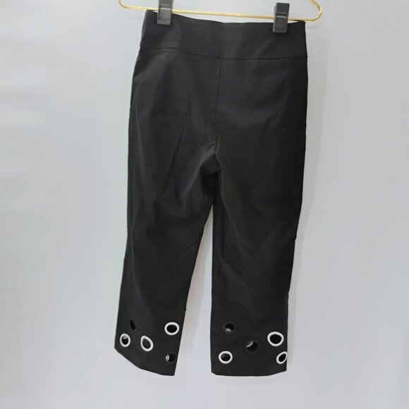 Joseph Ribkoff Womens Size 4 Crop Capri Black Pants Faux Coin Details #3610 - Picture 9 of 12
